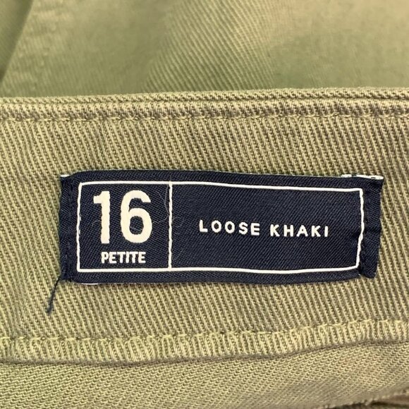 Gap Women's Loose Khaki Wide Leg Cropped Flat Front Chinos Size 16P - Picture 7 of 14